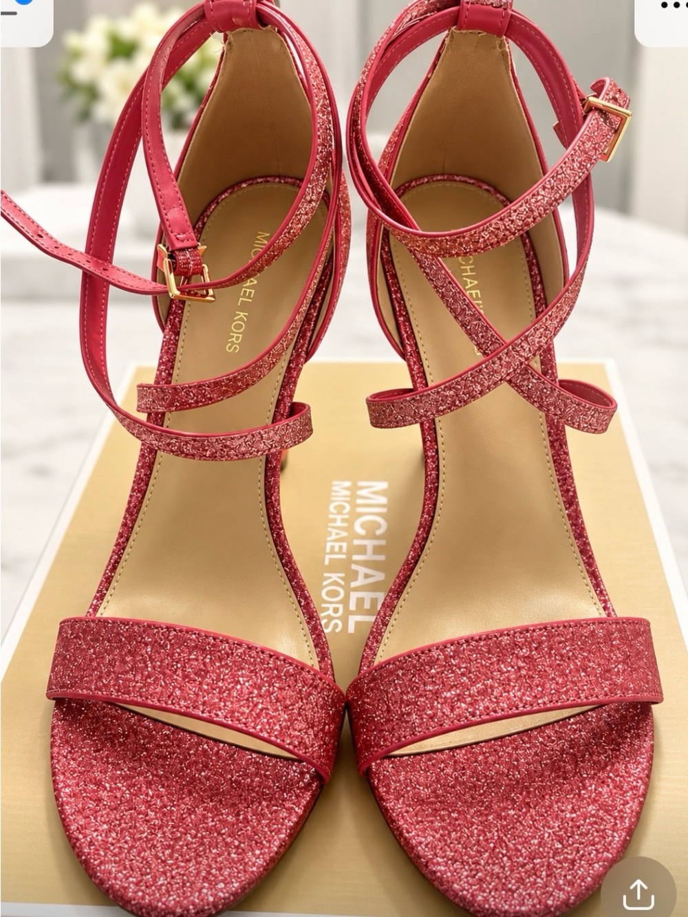 Michael Kors Glitter Strappy Pink High-Heel Sandals